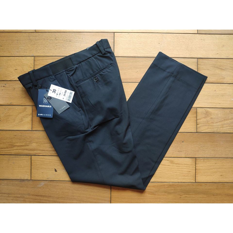 BIKAYSHOP/ Quần âu nam hiệu Spao, quần tây nam công sở Hàn Quôc dáng rộng, vải co giãn, cạp chun màu navy