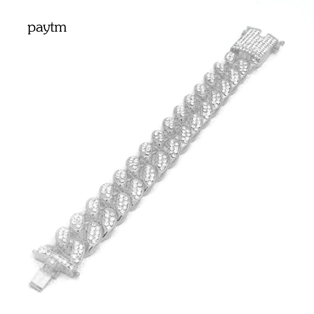 Vòng tay đính đá lấp lánh phong cách hip hop dành cho nam | BigBuy360 - bigbuy360.vn