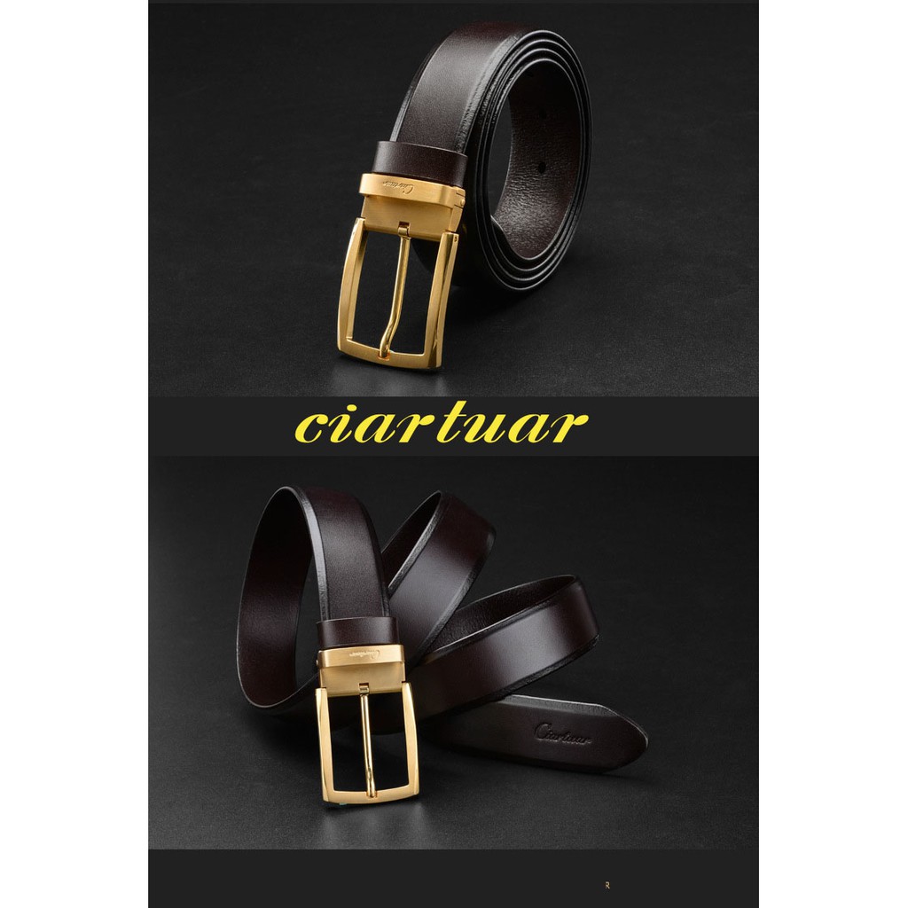 Thắt Lưng Nam Khóa Kim Cao Cấp Dây Nịt Nam Da Bò 100% Chính Hãng Ciartuar Mầu Vàng Bạc Nam Tính.