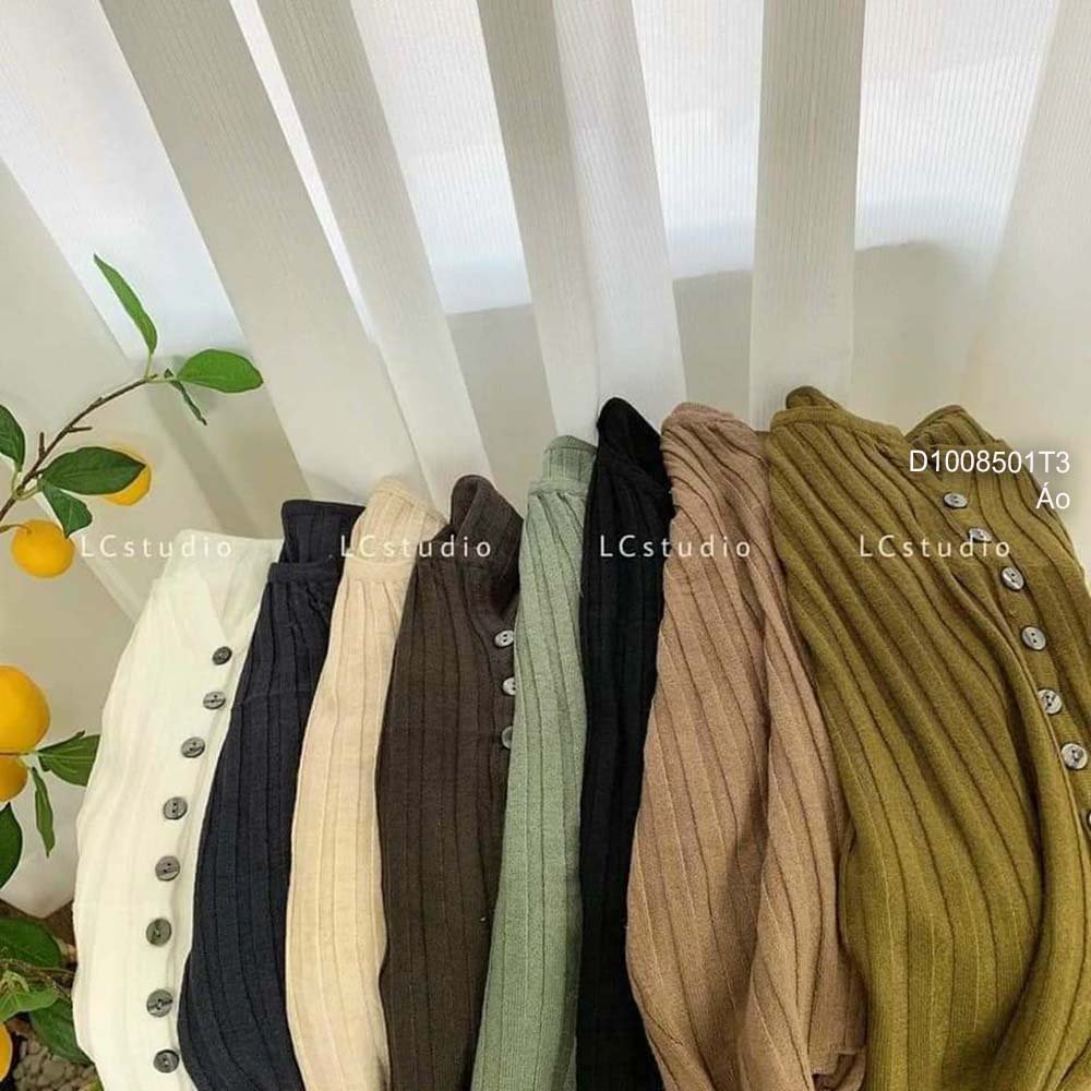 Áo len đũa gài nút tay dài hàng đẹp QC!
