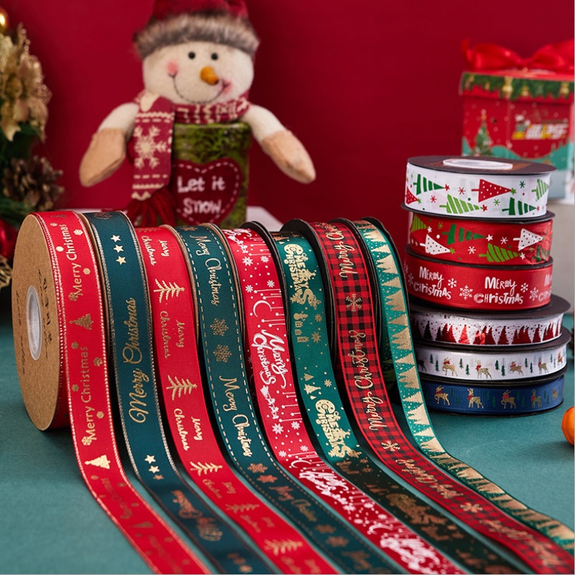Cuộn Dây Ruy Băng Đồng Polyester 25 yards / 25mm In Họa Tiết Giáng Sinh Trang Trí Nhà Cửa