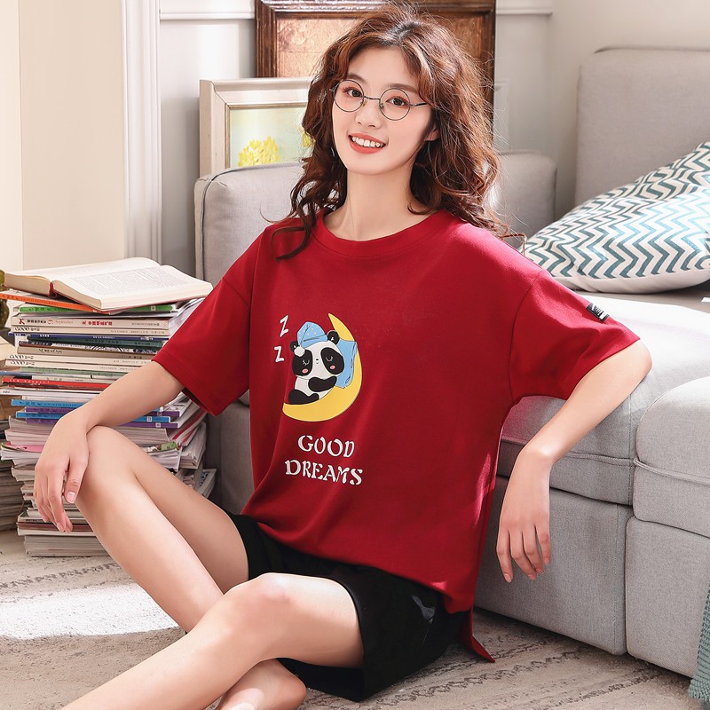 Bộ Đồ Ngủ Pijama Ngắn Tay In Họa Tiết Dễ Thương Phong Cách Nhật Bản Cho Nữ