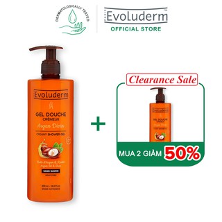 [HSD-10-2021 ]Gel tắm Evoluderm chiết xuất Tinh dầu Argan và Bơ Hạt Mỡ 500ml