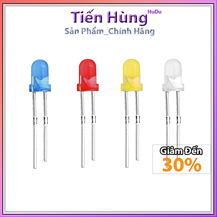 Led đơn 5mm gói 50 bóng nhiều màu đỏ xanh lá xanh dương vàng trắng trong suốt sử dụng rộng rãi board mạch điện tử