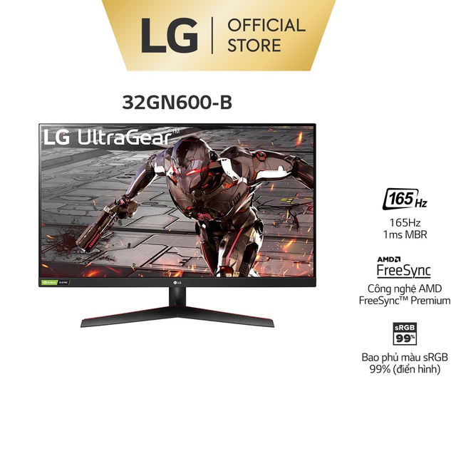 Màn Hình LG 32GN600-B UltraGear™ 31.5'' VA QHD 165Hz 1ms MBR AMD FreeSync™ HDR