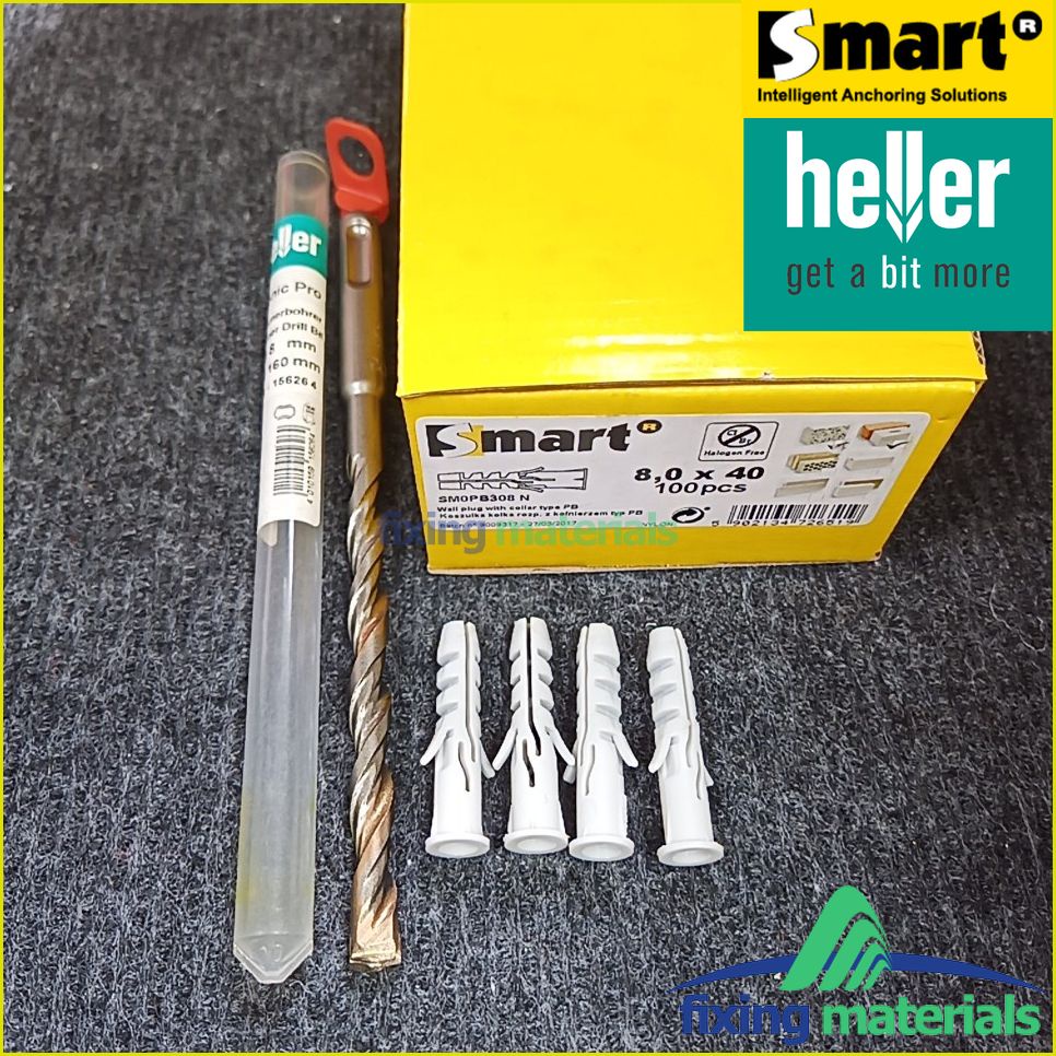 KM đặc biệt: Mũi khoan HELLER 2 ngạnh 8x160 tặng 4 con tắc kê cao cấp M8x40 hiệu SMART, nhập khẩu EU