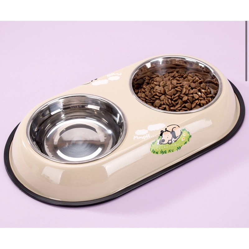 Chén ăn đôi Double inox cho chó mèo cao cấp