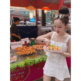 VÁY 2 DÂY BÈO NGỰC PHỐI CÚC