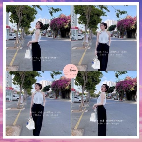 Set Đồ Bộ Áo Yếm Quần Suông Nữ Đen Chất Đũi Nina Store (Có Video + ảnh đánh giá)