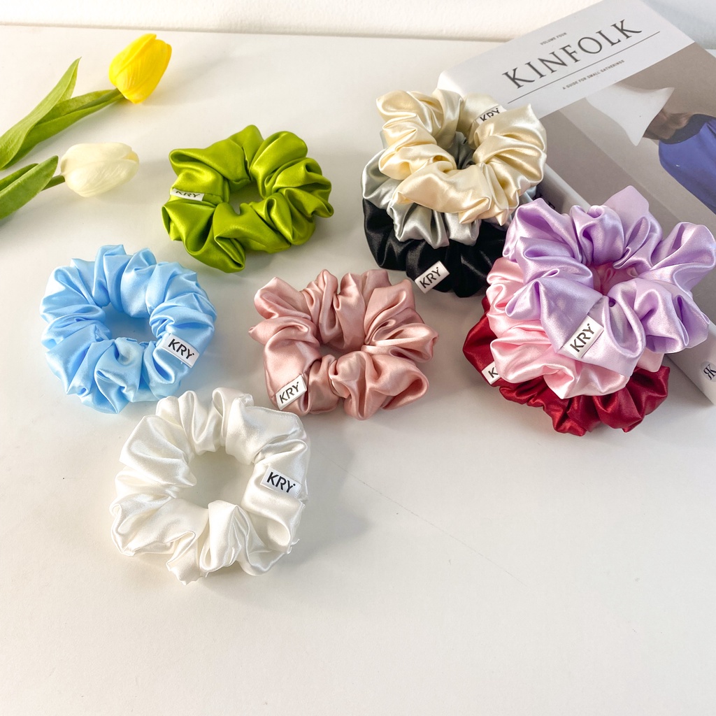 Dây buộc tóc srunchies lụa satin phi bóng giá sỉ made by Kry DT03