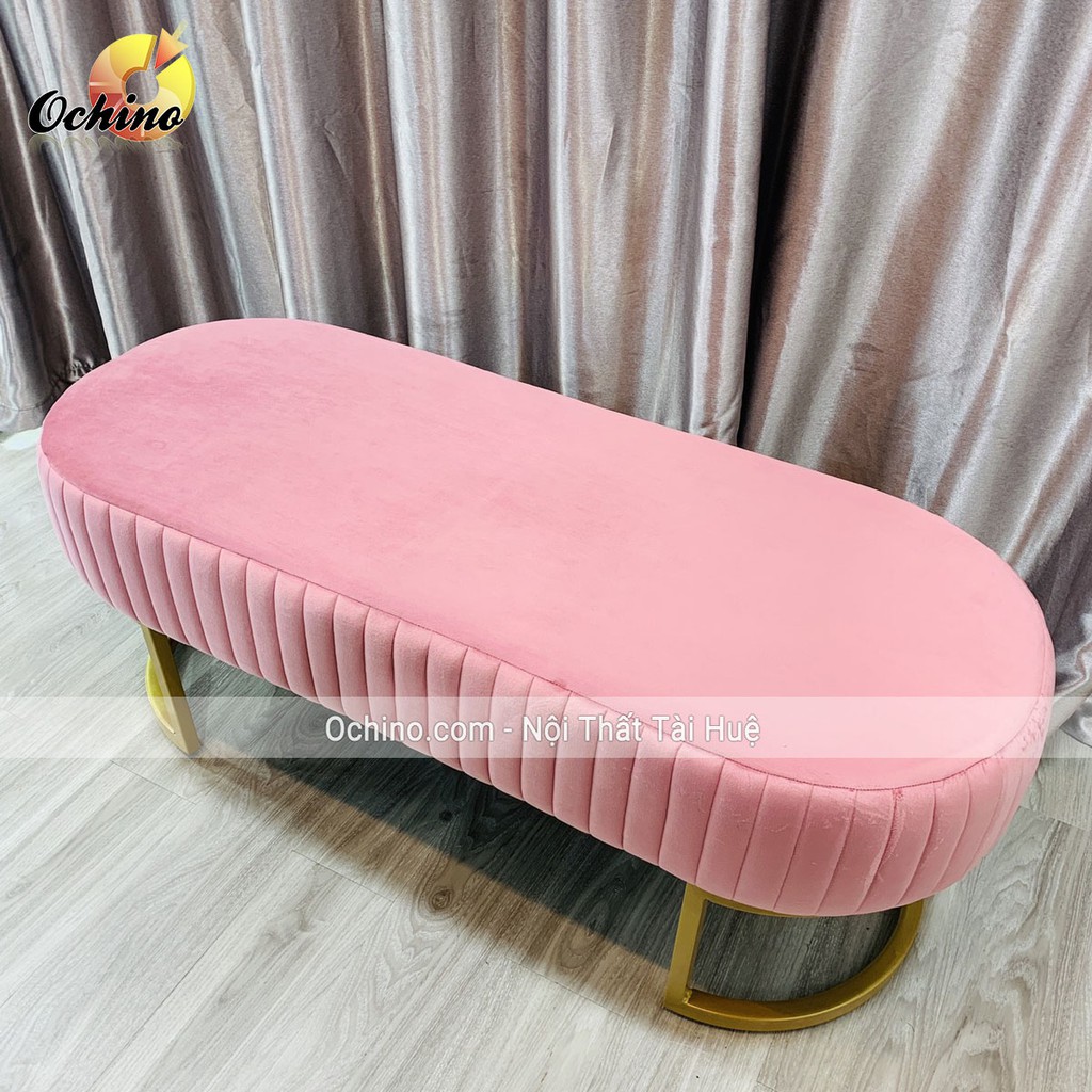 Ghế Dài Ngồi Chờ (Hình Bầu Dục Chân vàng Sang Chảnh) SIZE Dài 1m6 rộng 45cm