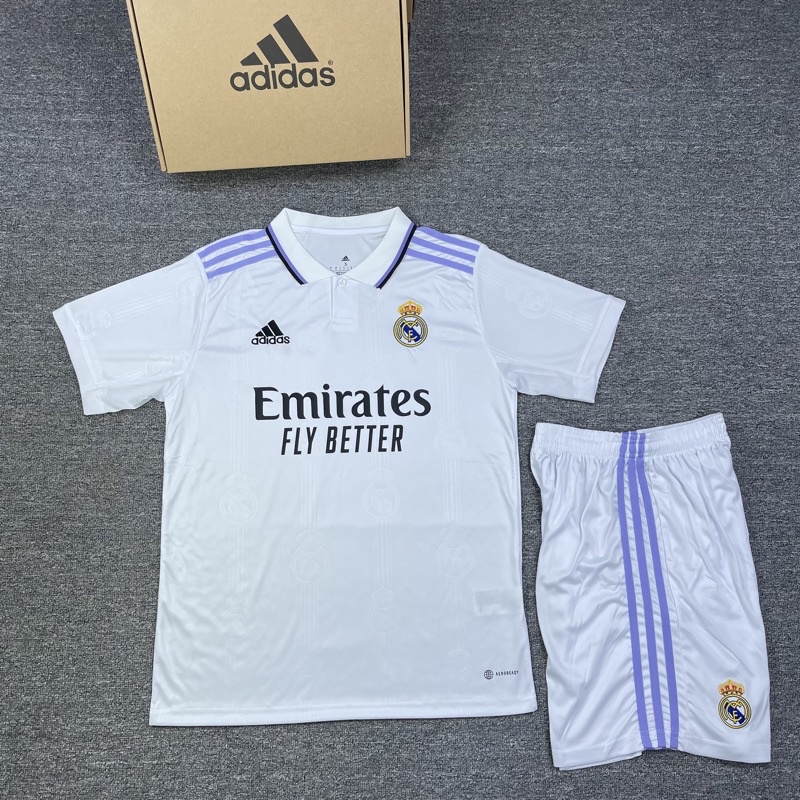 Quần áo đá bóng đá banh set áo quần bóng đá clb Real Madrid Real mùa 2022 - 2023 vải cao cấp
