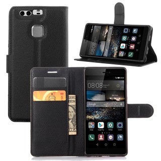 Bao da cho Huawei P9 dạng ví Litchi