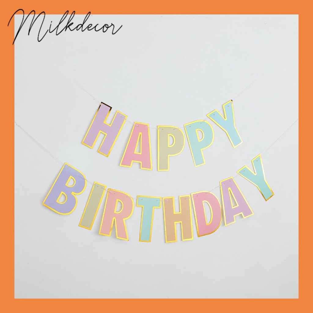 Sỉ Dây chữ HAPPY BIRTHDAY ép kim vàng nhiều màu sắc 12x18cm HN01