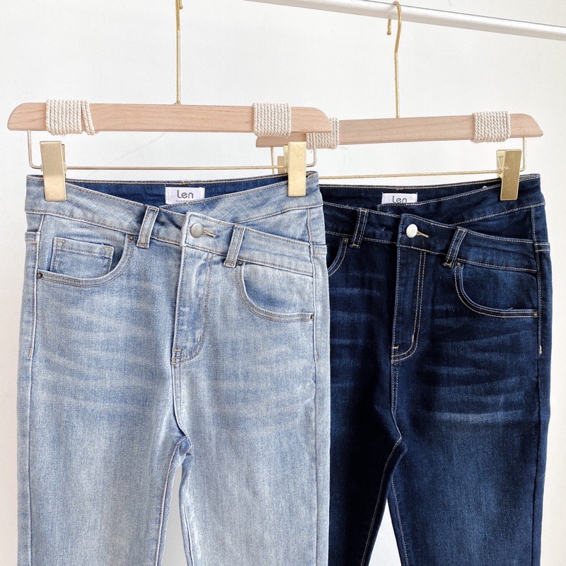 [SALE UP TO 50%] Quần skinny jeans wash thời trang đai lưng chéo 2 màu đậm nhạt LEN clothing 7856-7857l