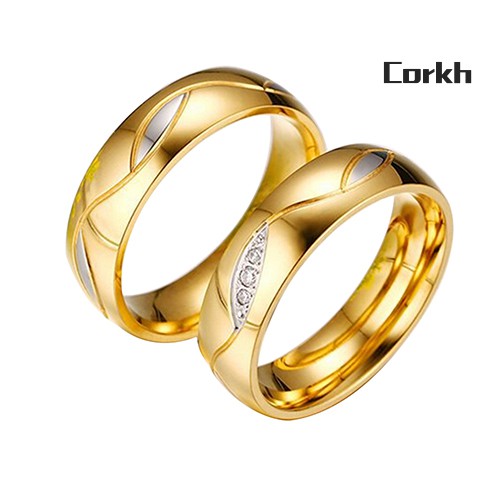 Nhẫn Cưới Mạ Vàng 18k Đính Đá Zircon