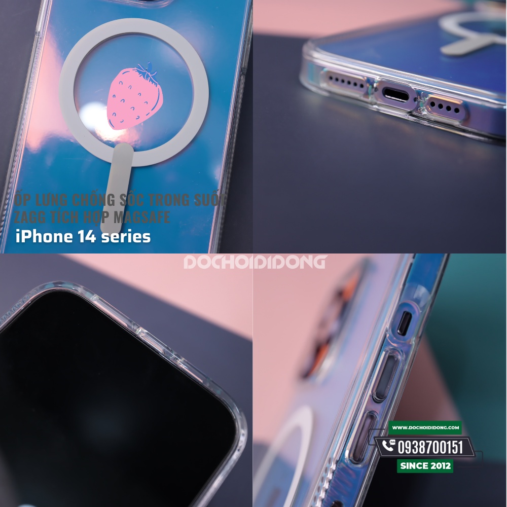 Ốp Lưng Chống Sốc Trong Suốt Zagg Snap Tích Hợp Magsafe IPhone 14/14 Plus/14 Pro/14 Pro Max