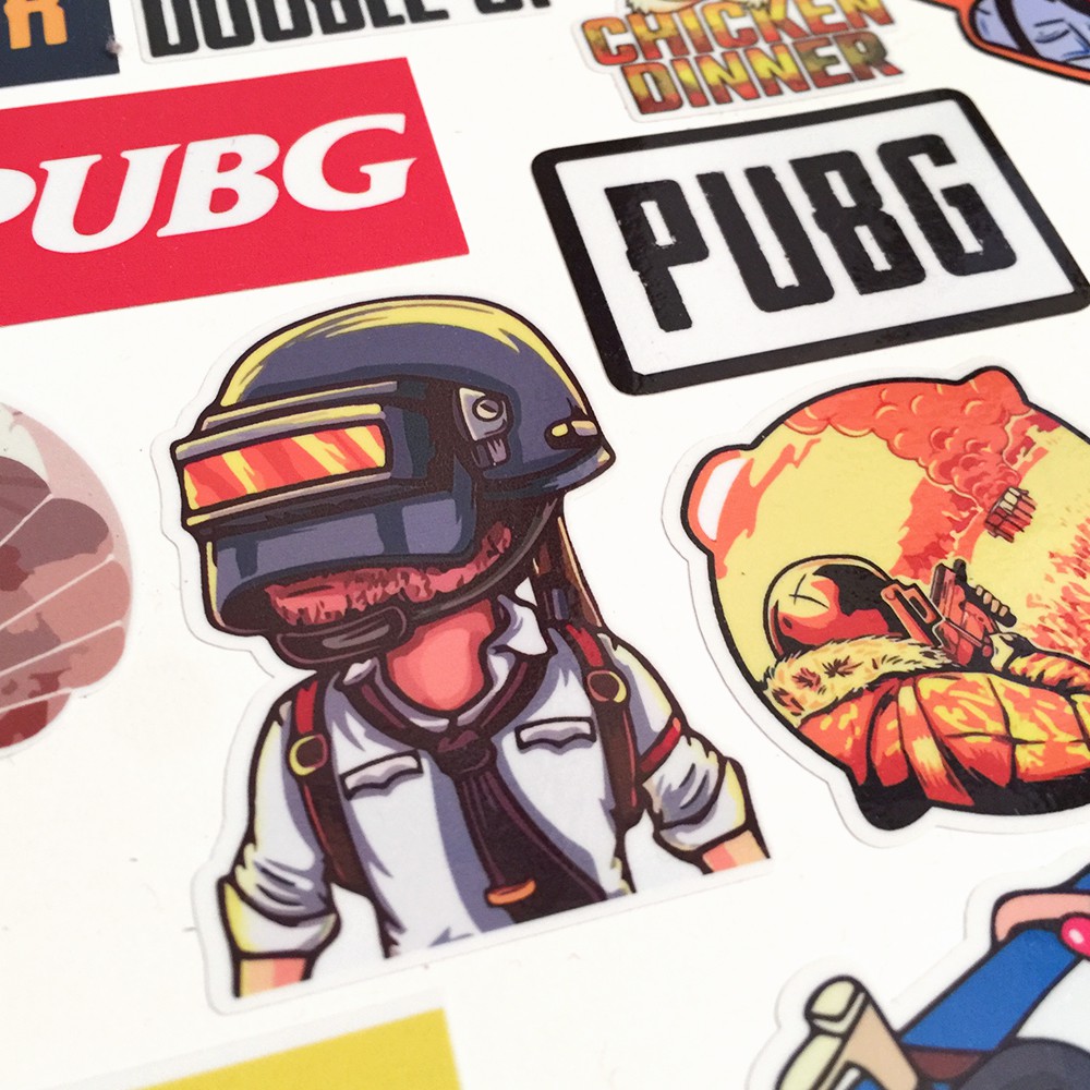 Bộ 22 Hình Dán Sticker PUBG Player Unknown Battleground - Hình Dán PUBG Trang Trí Mũ Bảo Hiểm Điện Thoại