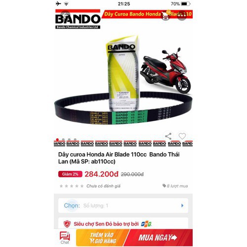 Đây curoa Honda Airblade 125 chính hãng Bando dây đai truyền động