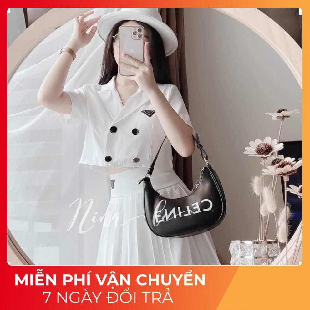 [ 𝐅𝐑𝐄𝐄 𝐒𝐇𝐈𝐏 ] Set Vest Croptop 2 Hàng Cúc Mix Chân Váy Xếp Ly