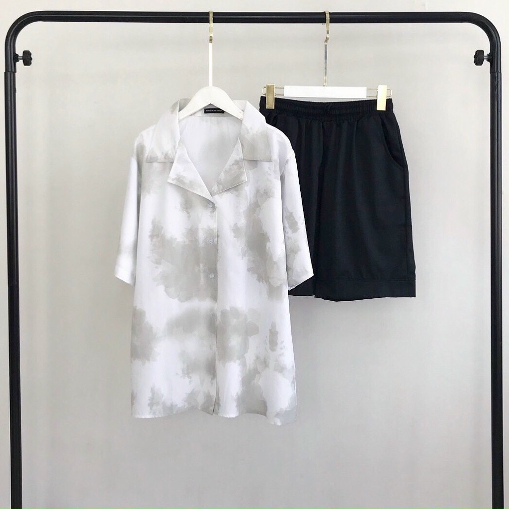 Áo sơ mi unisex SIB Clothing sơ mi loang form rộng SIB018