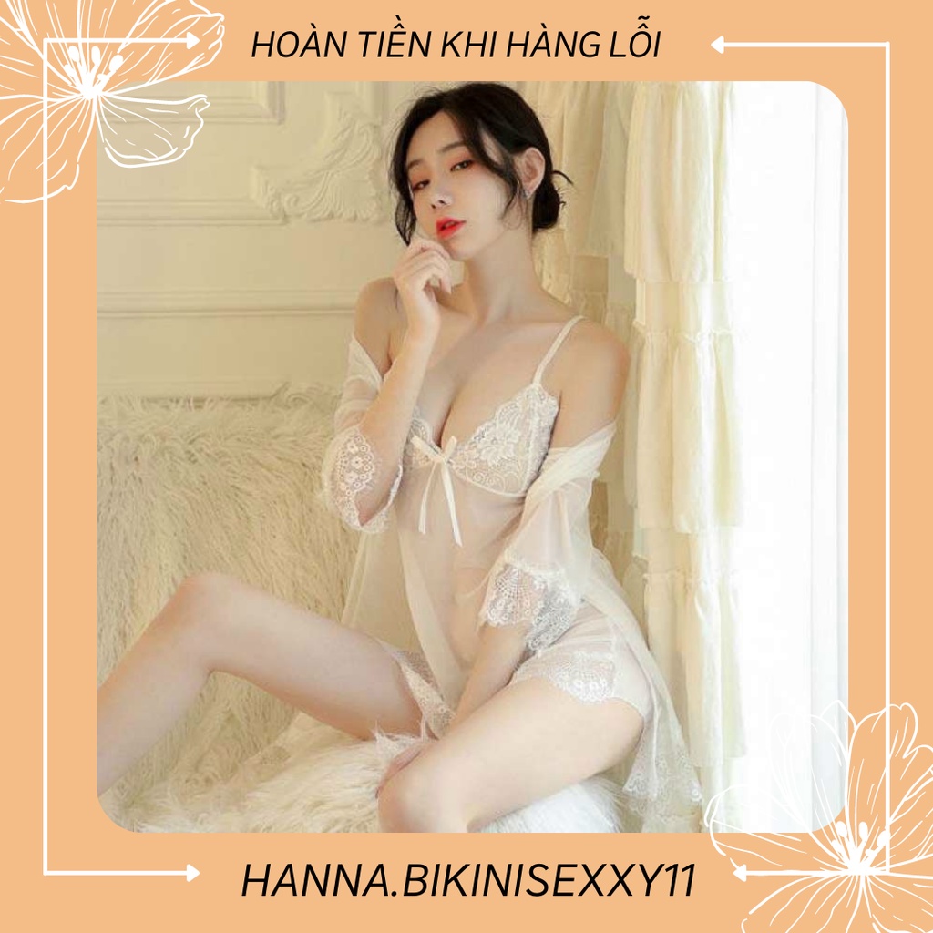 Váy ngủ gợi cảm,Váy Ngủ Sexy Kèm Áo Choàng Thắt Dây Quyến Rũ - Chất Liệu Ren Cao Cấp, Hanna.bikinisexxy11 | WebRaoVat - webraovat.net.vn