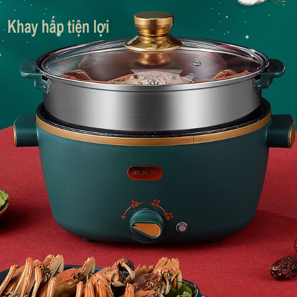 Nồi Điện Đa Năng Cao Cấp, Nồi Lẩu Điện Mini Đa Năng ( Lẩu , Nấu , Xào, Chiên,Hấp,Nấu Cơm , Nấu Cháo..)