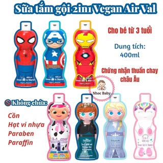 Sữa tắm gội 2in1 hoạt hình Vegan Air Val cho bé 3 tuổi trở lên 400ml