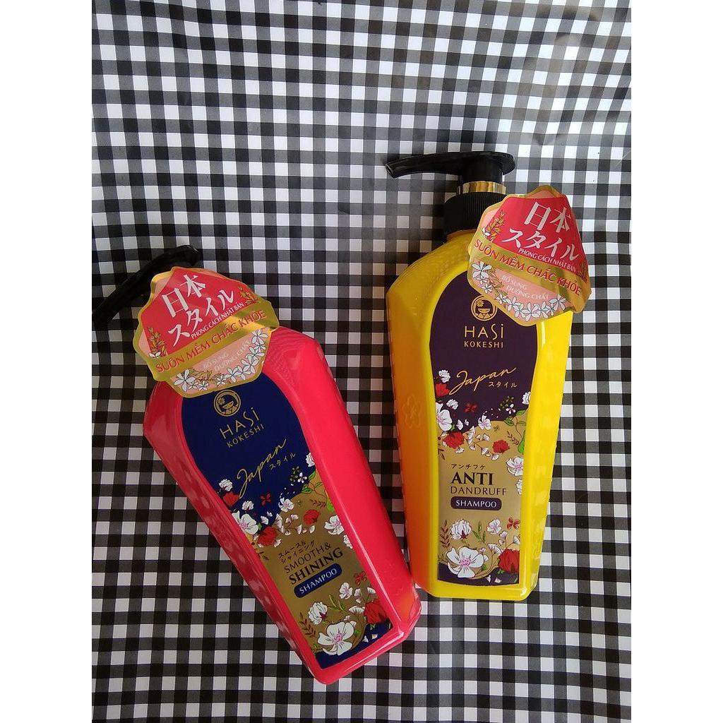 Dầu gội HaSi Kokeshi dưỡng tóc và ngừa gàu 450g | Chai gội đầu nữ