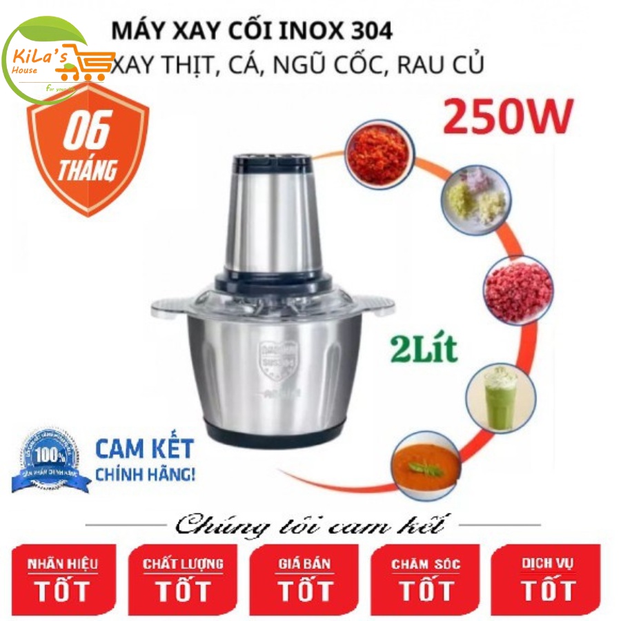 Máy xay thịt đa năng  - Cối Inox chống rỉ, dung tích 2L - Lỗi 1 đổi 1 Bảo Hành 12 tháng