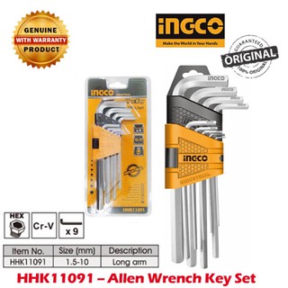 Bộ 9 chìa lục giác mm ingco hhk11091