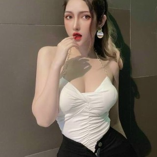 Áo ống yếm dây xích nhúm trơn cực xinh , chất thun bozip dày dặn