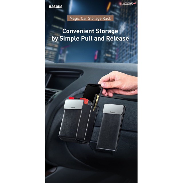Túi xếp đa năng Baseus Magic Car Storage Rack (túi da PU siêu mềm mịn, nắp kim loại có nam châm)