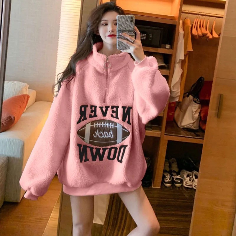 Áo sweater Lông Cừu Dày Dặn Dáng Rộng Phong Cách Thời Trang Hàn Quốc Cho Nữ
