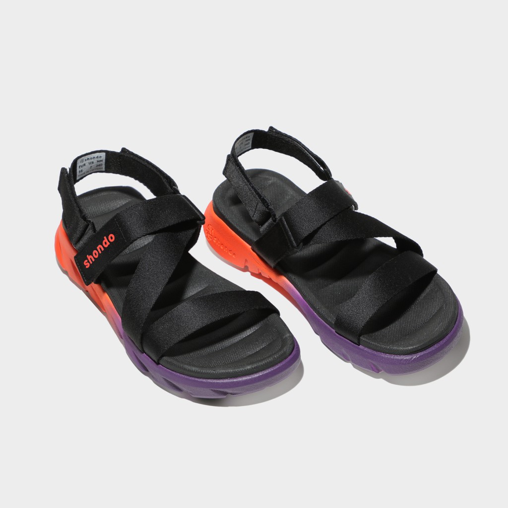 Giày Sandals Nam Nữ Unisex Shondo F6 Sport Ombre Đế Cam Tím F6S8910