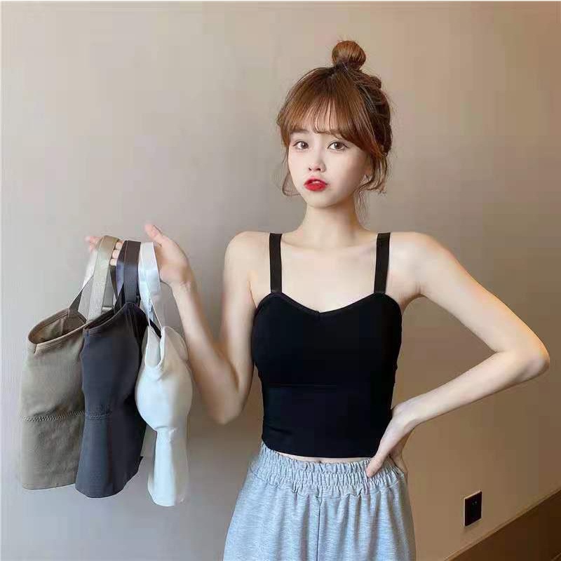 Qùa Tặng Chun Buộc Tóc 💥FREESHIP 50K💥Áo Bra Nữ 2 Dây Gân Tăm Dáng Dài Dây Dẹt Bản To ( tùy ý điều chỉnh )