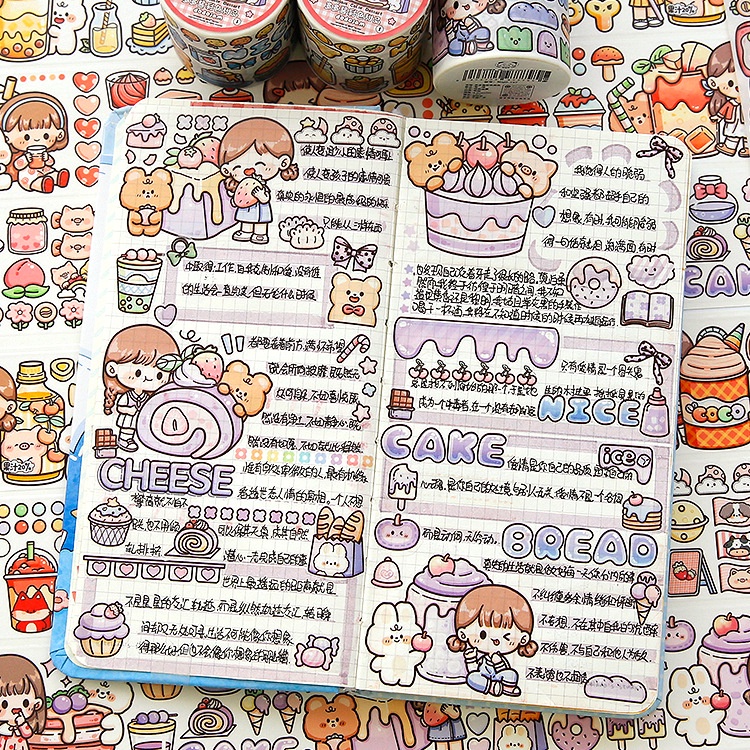 Cuộn washitape họa tiết DoDoJam siêu dễ thương, Băng giấy dán Telado trang trí nhật ký, Nhãn dán sáng tạo sổ tay xinh