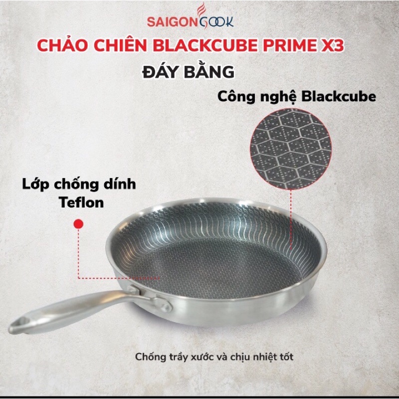 chảo chiên blackcube x3 đáy bằng cao cấp megahome