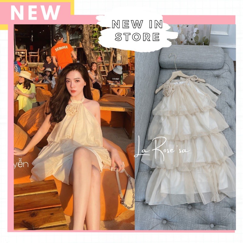 Đầm Yếm Tầng Kèm Hoa Cài Trang Phục Dự Tiệc ✨
