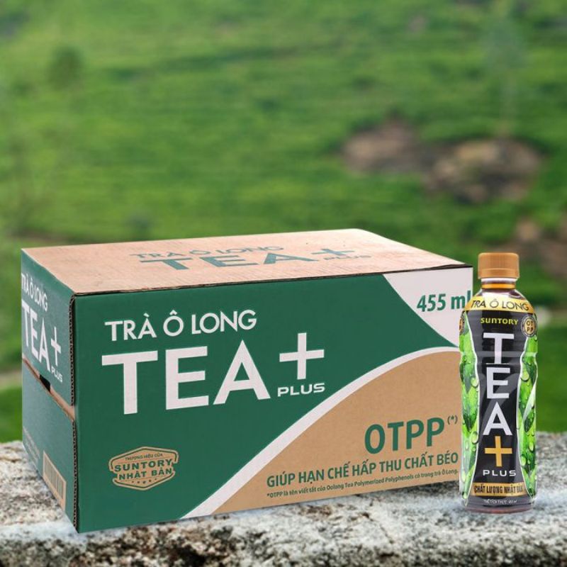 Now Ship - Lốc 6 chai trà ô long Tea+ Plus 455 ml