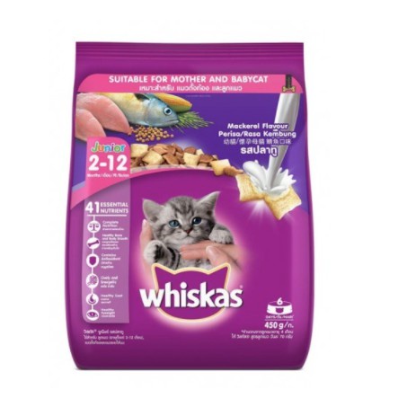 WHISKAS® Thức ăn cho mèo con dạng hạt vị cá thu với sữa gói 450gr