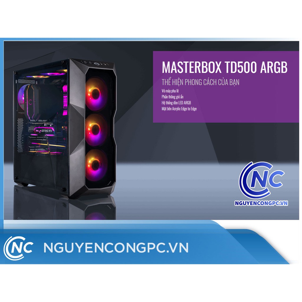 Case Máy Tính Cooler Master TD500 ARGB (Lắp sẵn 3Fan ARGB + 1 Fan Đen ko LED)