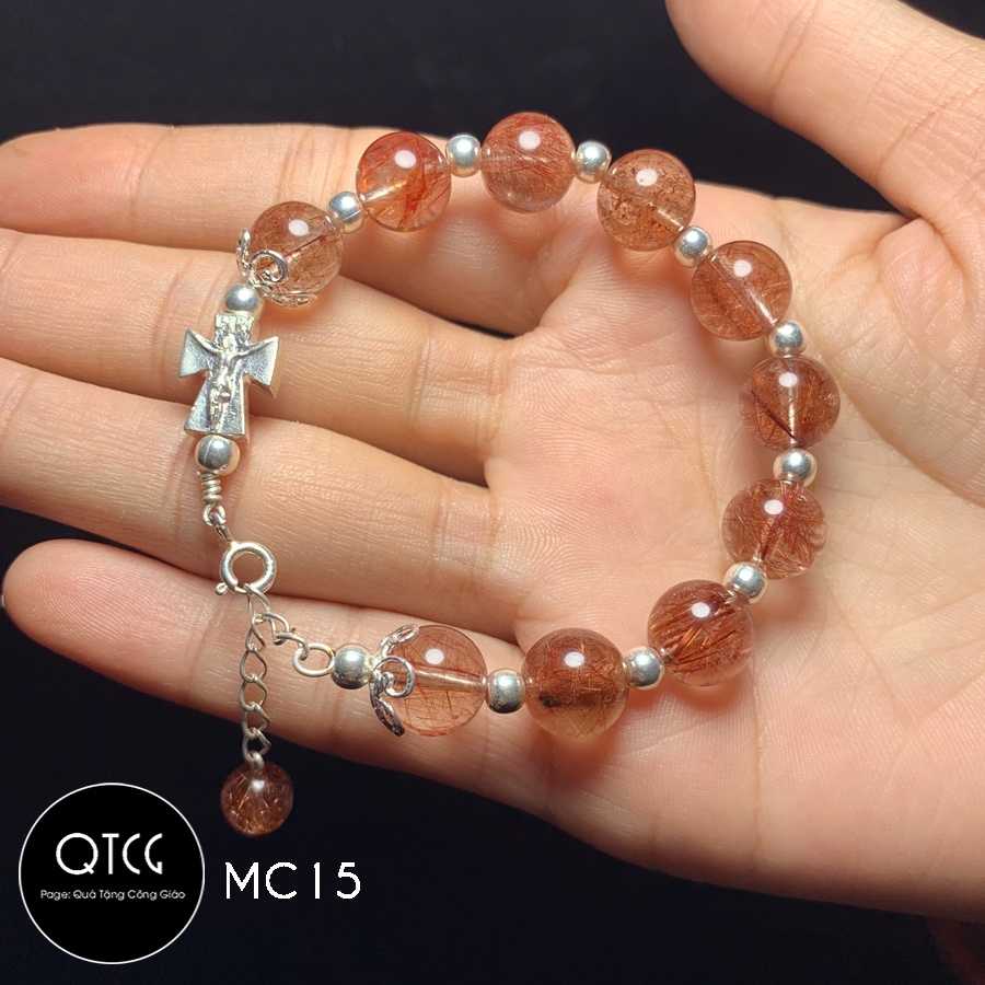 Vòng Mân Côi - Tràng Hạt Đá - Mẫu MC15 cho nam nữ - Quà tặng Công Giáo tinh tế, ý nghĩa