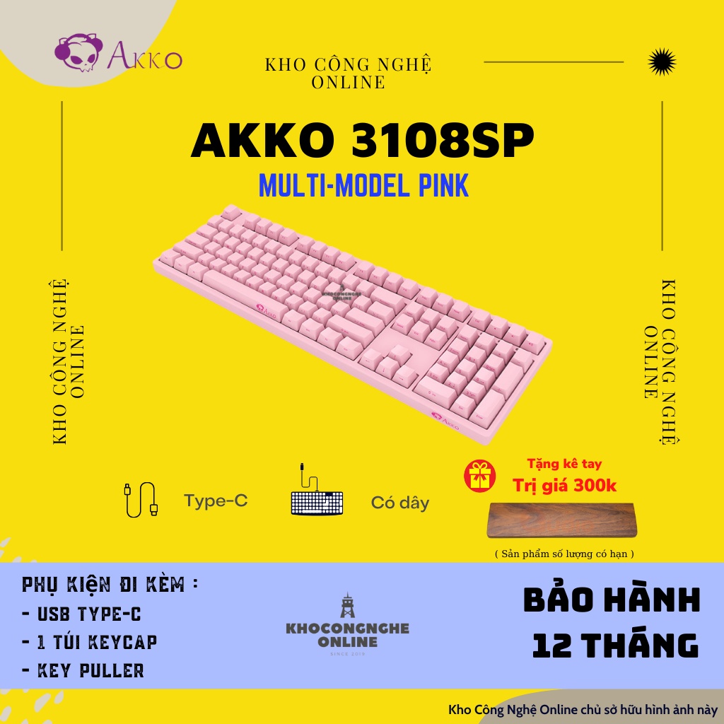 [Mã 33ELSALE hoàn 7% đơn 300K] Bàn phím cơ AKKO 3108SP (Pink / black / Akko sw v2)