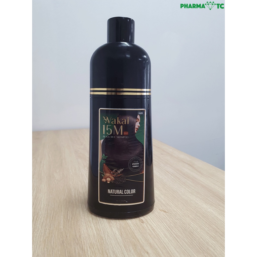 Dầu gội phủ bạc Wakai, giúp đen tóc, lên màu đẹp, thành phần nhân sâm tự nhiên - Chai 200ml & 500 ml - PharmaOTC