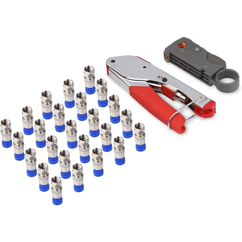 Bộ Dụng Cụ Uốn Dây Cáp Đồng Trục rg6 rg59 Kèm 20 Đầu Nối Nén