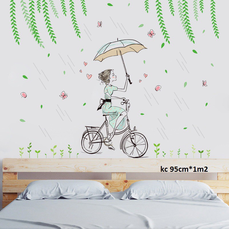 decal dán tường cô gái