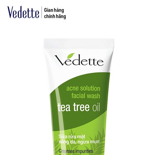 Sữa rửa mặt sáng da, ngừa mụn Vedette tinh dầu tràm trà  100ml