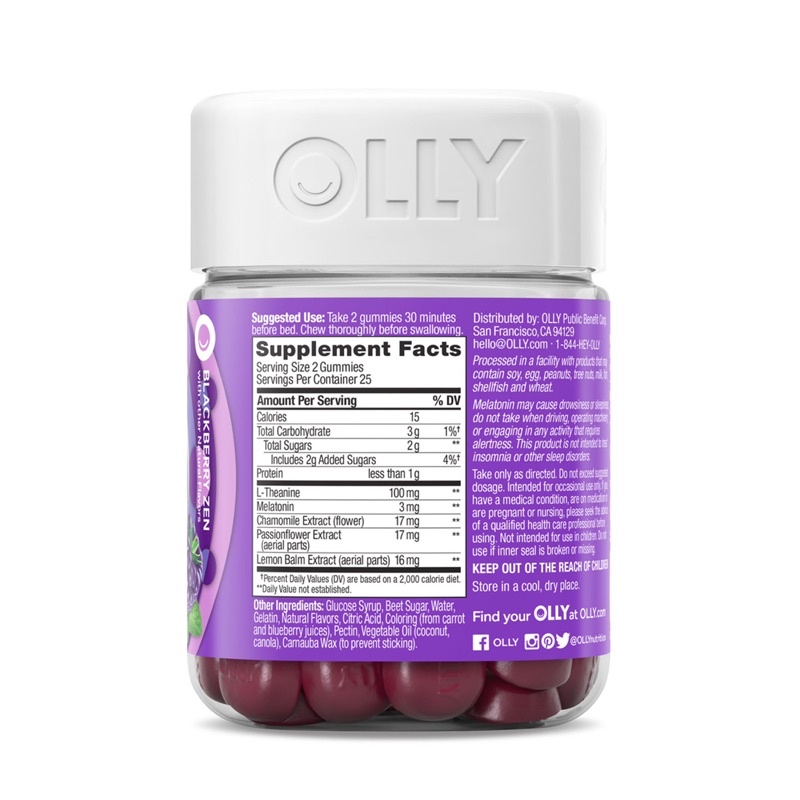 Kẹo dẻo ngủ ngon giảm stress Olly Blackberry