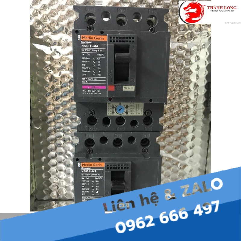 Aptomat bảo vệ động cơ Schneider NS80H MA 6.3A 3P 3D